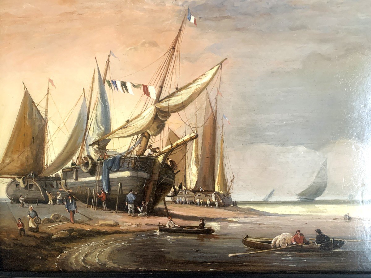  Charles Kuwasseg Oil On Panel Marine-photo-1