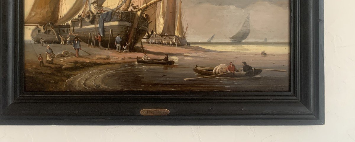  Charles Kuwasseg Oil On Panel Marine-photo-2