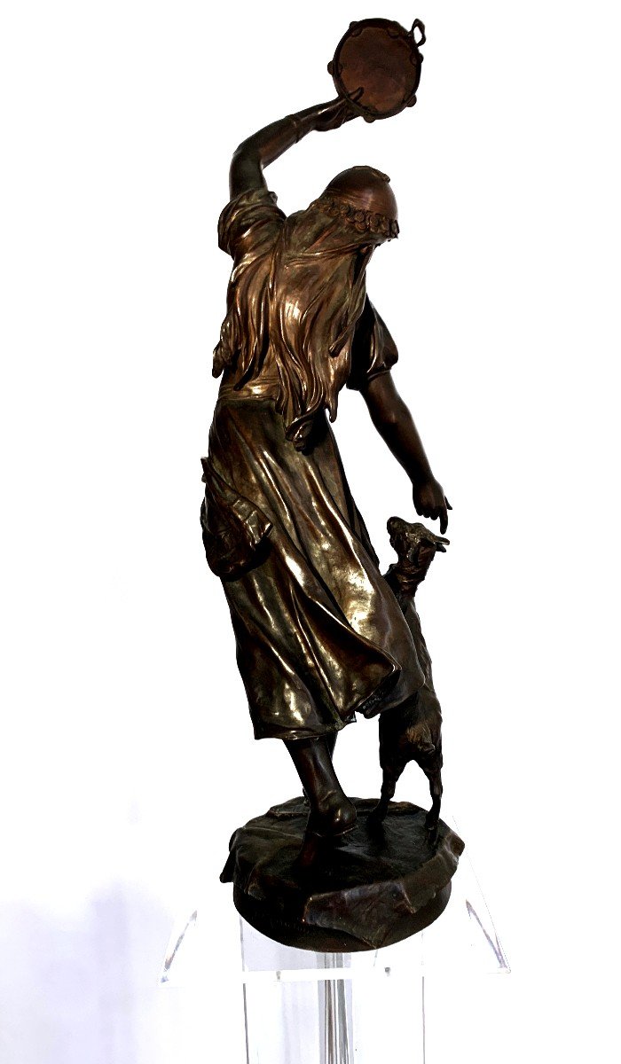Sculpture Groupe En Bronze " Esmeralda Et Sa Chèvre " De Eugene Marioton ( grande Version)-photo-4