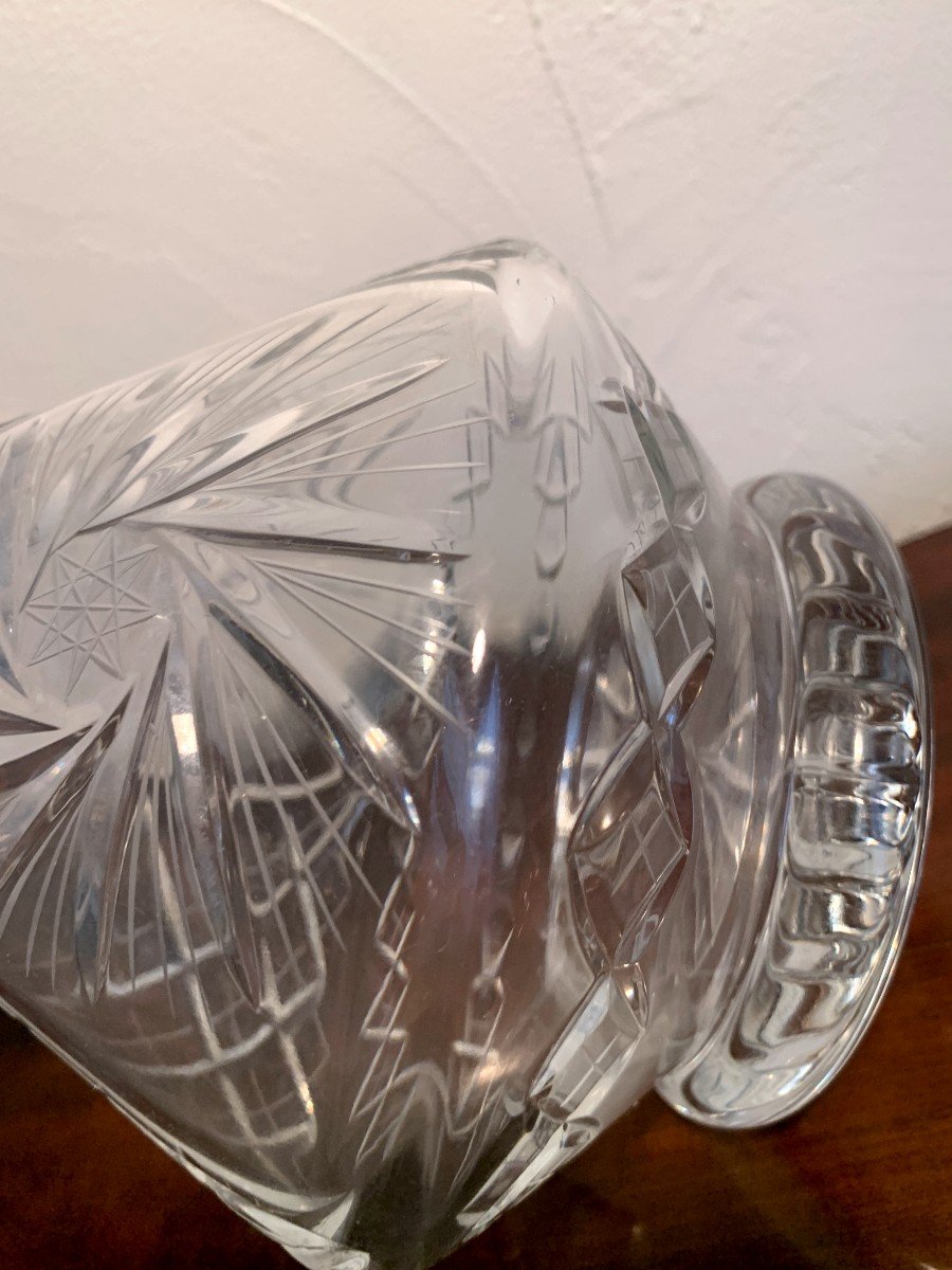 Carafe Sur Pied Douche En Cristal Soufflé  Et Taillé Main.-photo-4