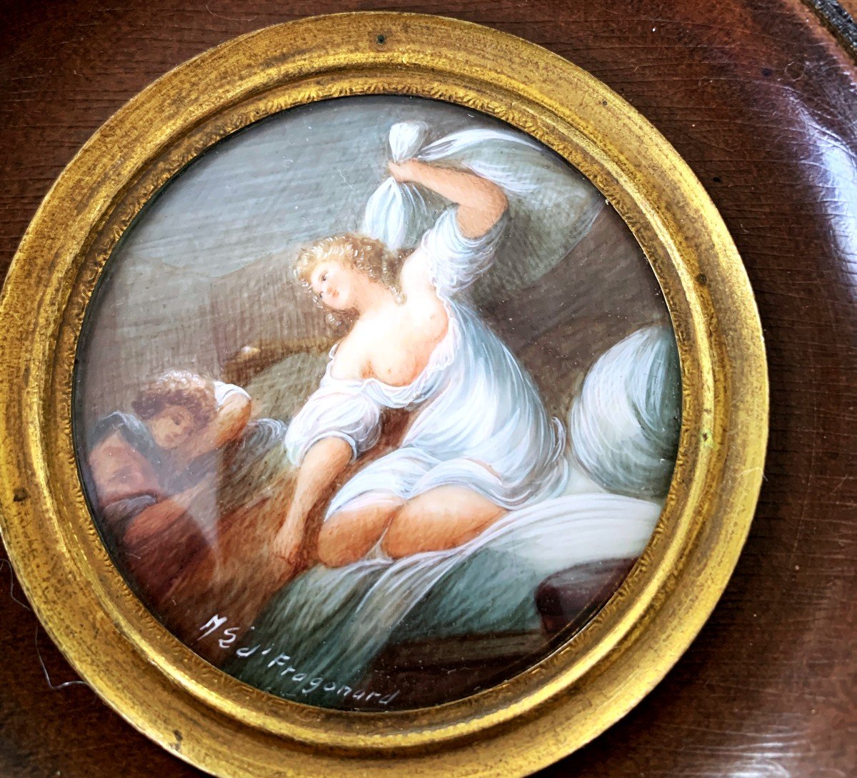 Miniature On Ivory "gallant Scene"