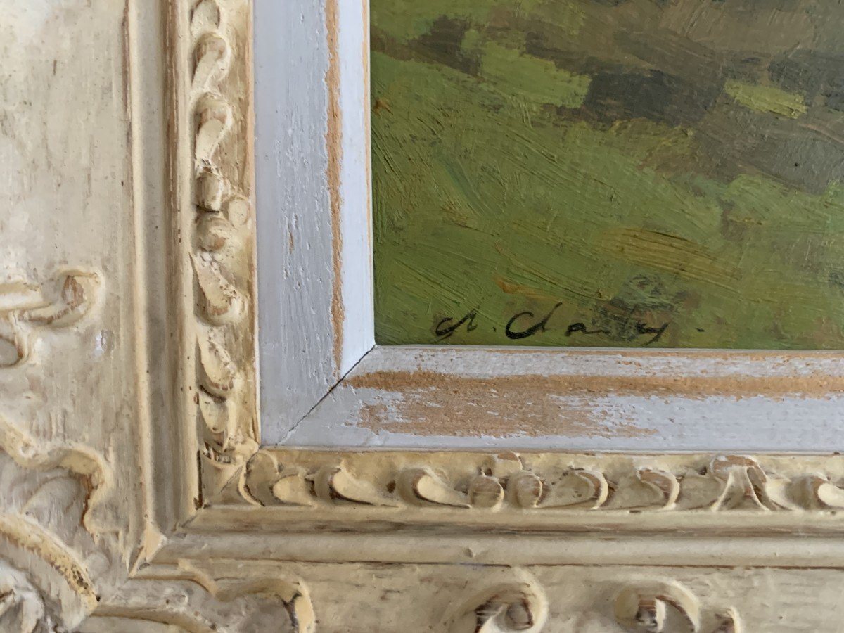 Peinture Marcel Jallot " Scène Animée " Huile Sur panneau-photo-1