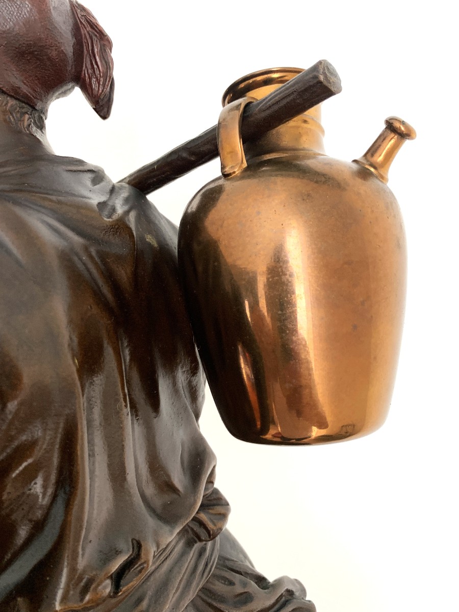 Sculpture Bronze Signée Debut " le Porteur d'Eau Arabe "-photo-6