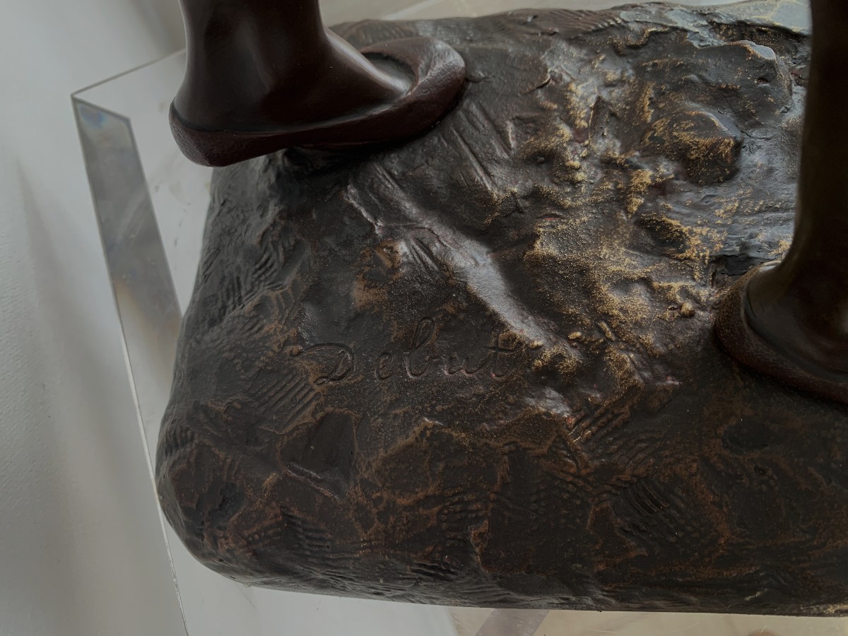 Sculpture Bronze Signée Debut " le Porteur d'Eau Arabe "-photo-1