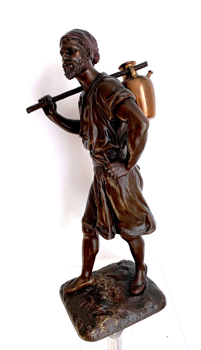 Sculpture Bronze Signée Debut " le Porteur d'Eau Arabe "
