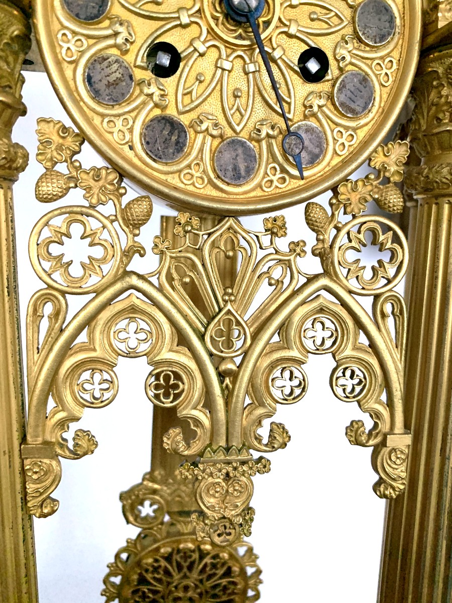 Pendule à la cathédrale en bronze doré-photo-3