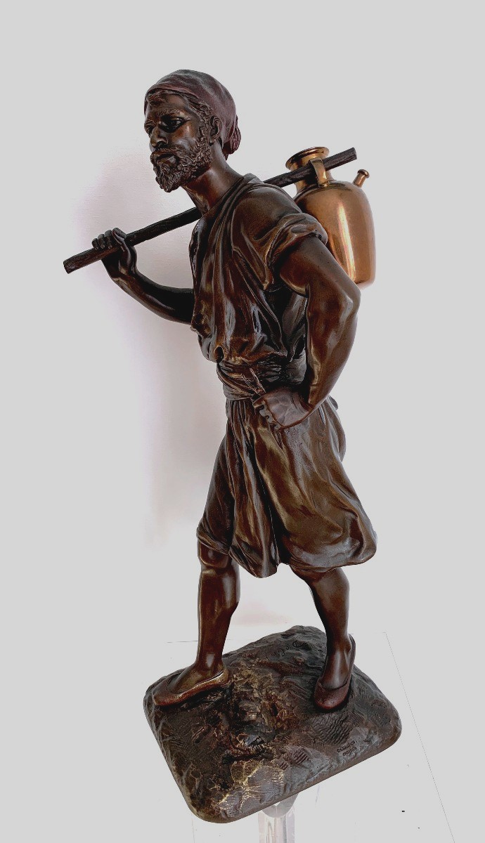 Sculpture Bronze orientaliste  Debut " le Porteur d'Eau Arabe "-photo-2