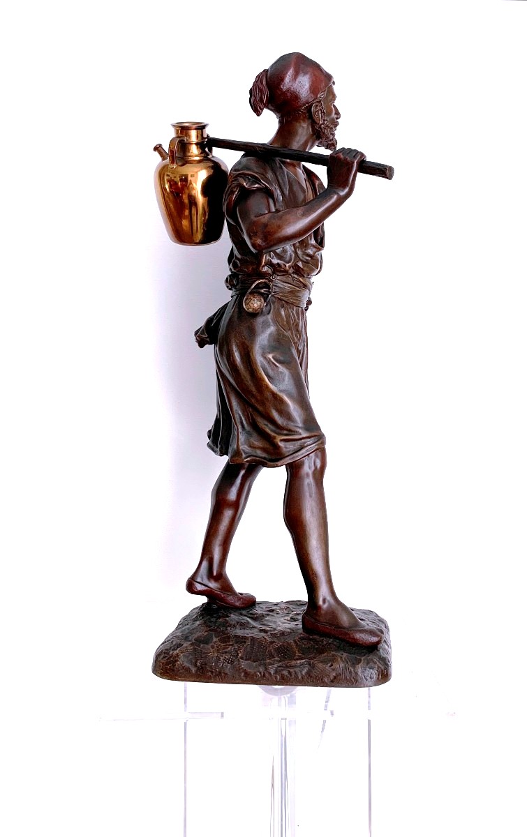 Sculpture Bronze orientaliste  Debut " le Porteur d'Eau Arabe "-photo-3