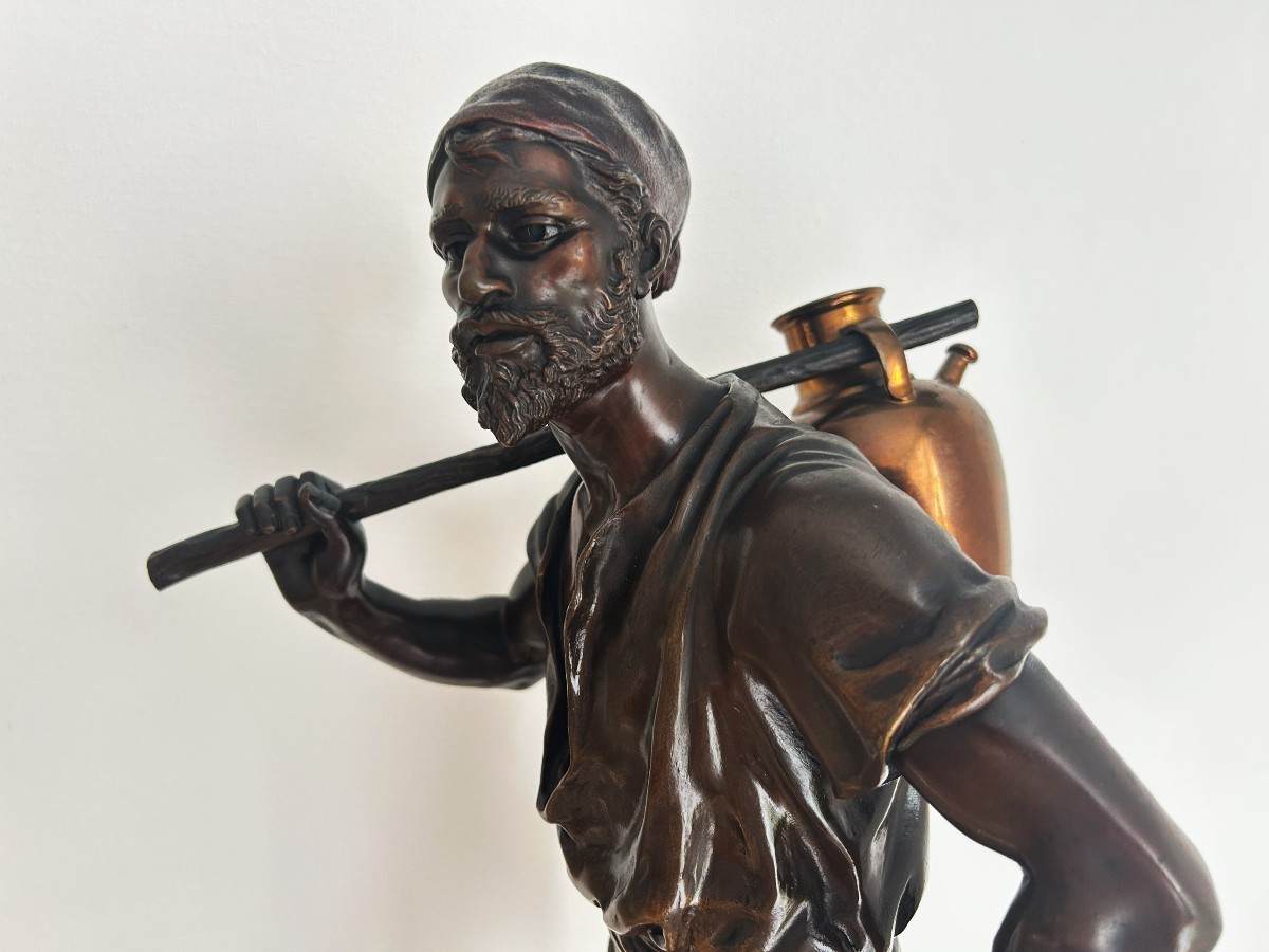 Sculpture Bronze orientaliste  Debut " le Porteur d'Eau Arabe "-photo-6
