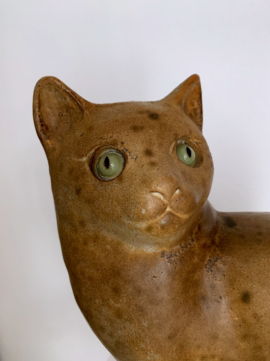 Sculpture de chat en céramique signée Agnès Escala-photo-2