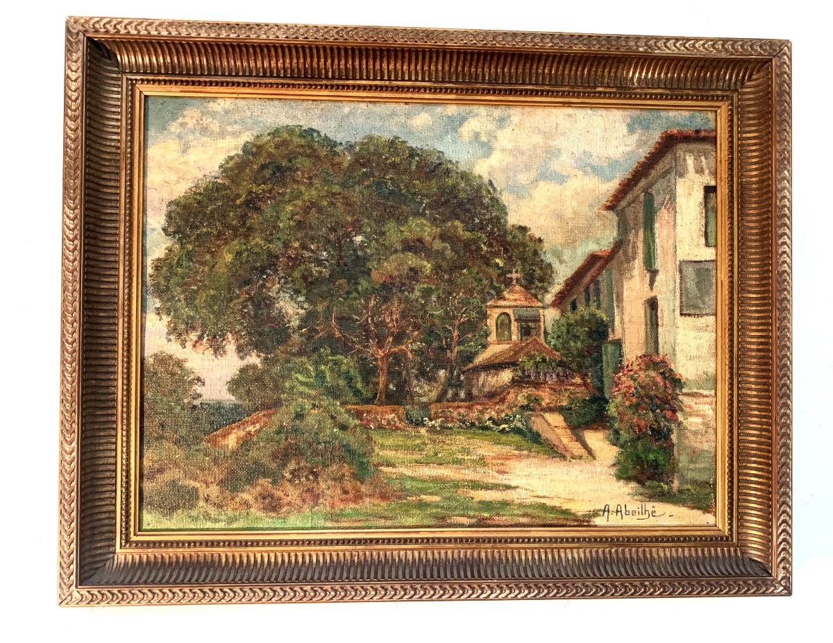 Oil On Canvas "landscape" By Augustin Abeilhé