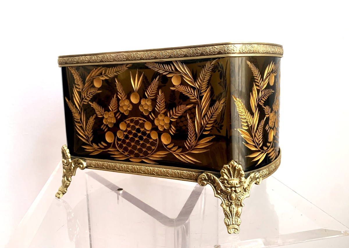 Eggplant And Gold Bohemian Crystal Planter