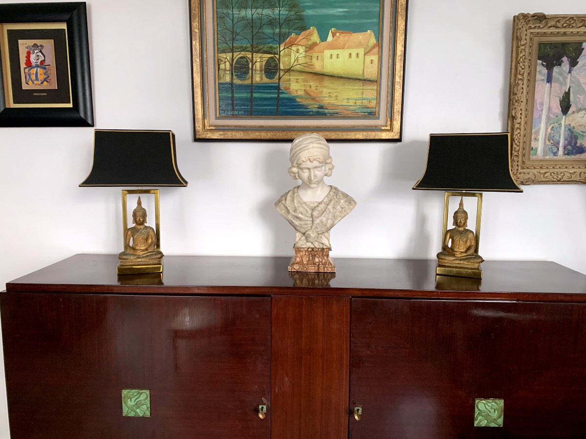 Pair Of Buddha Lamps 1970-photo-4