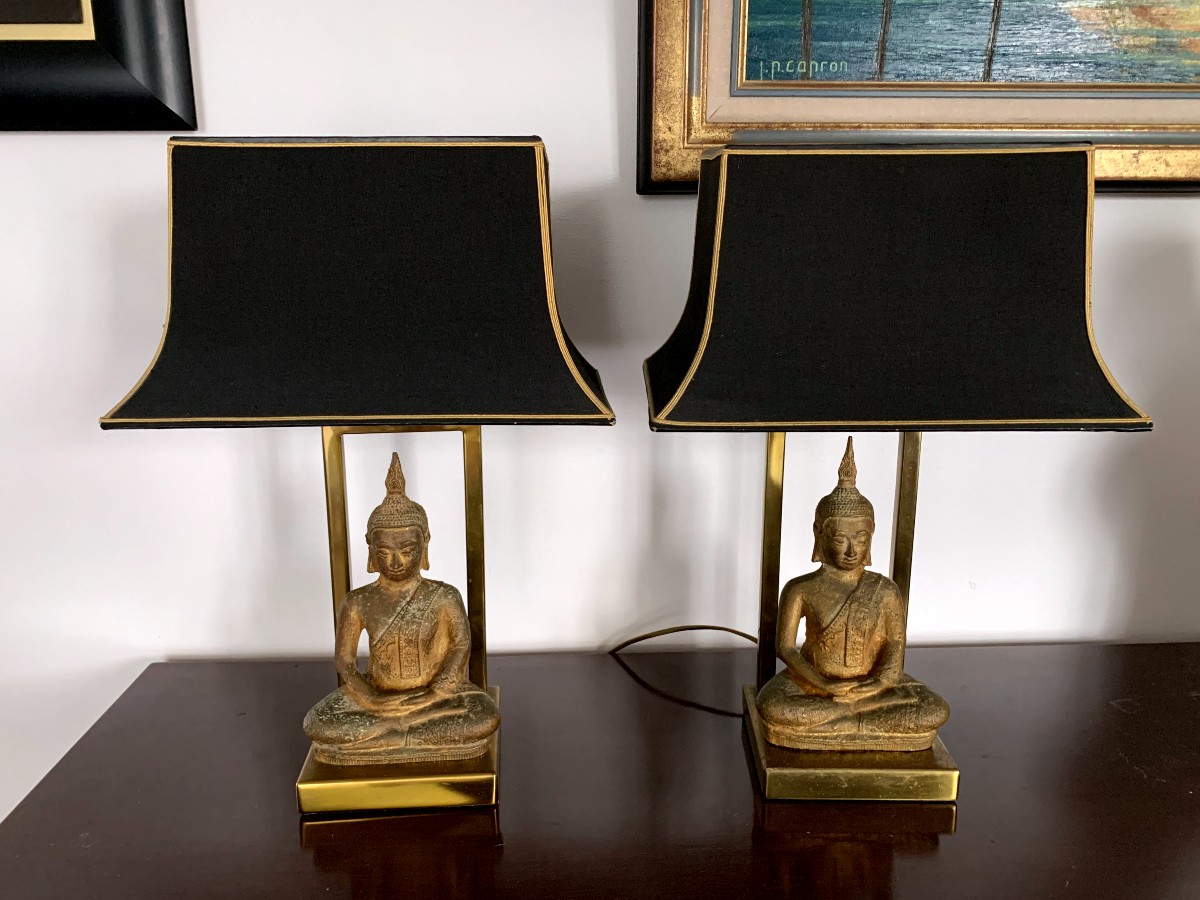 Pair Of Buddha Lamps 1970