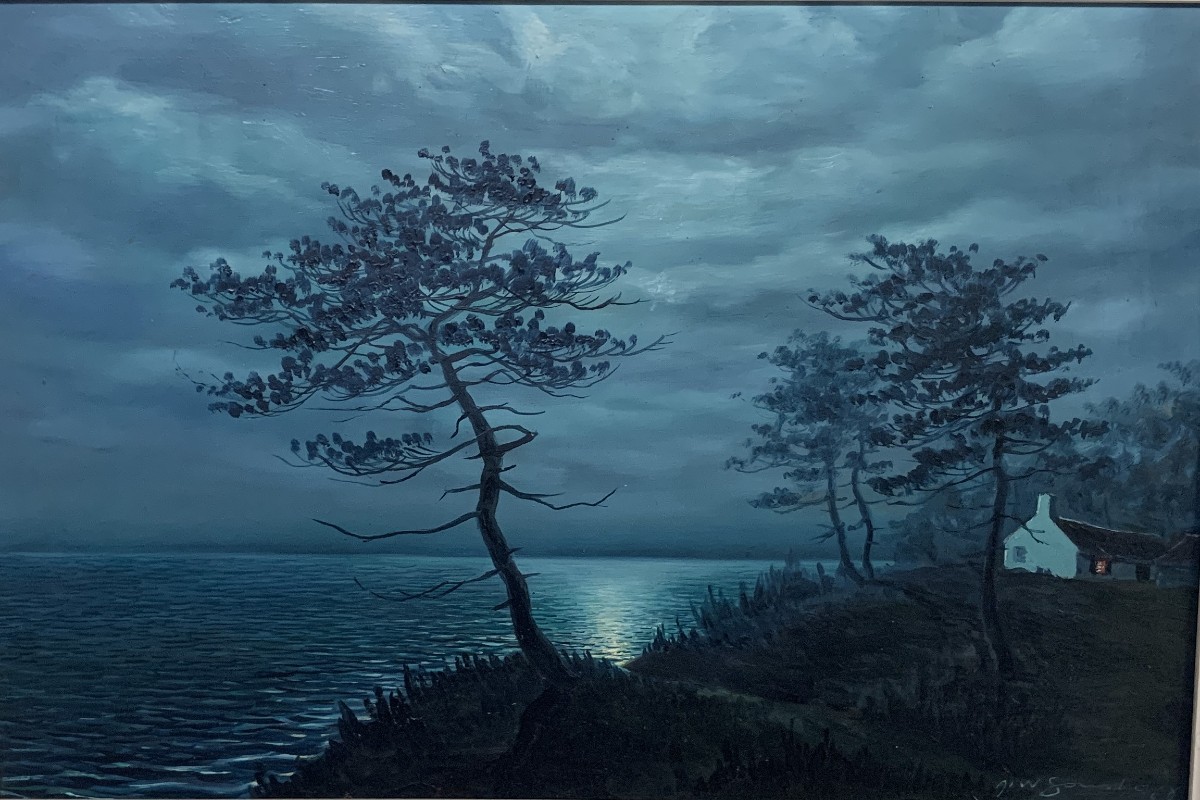 Tableau Huile  clair de lune marine Alexandre  Sousloff 