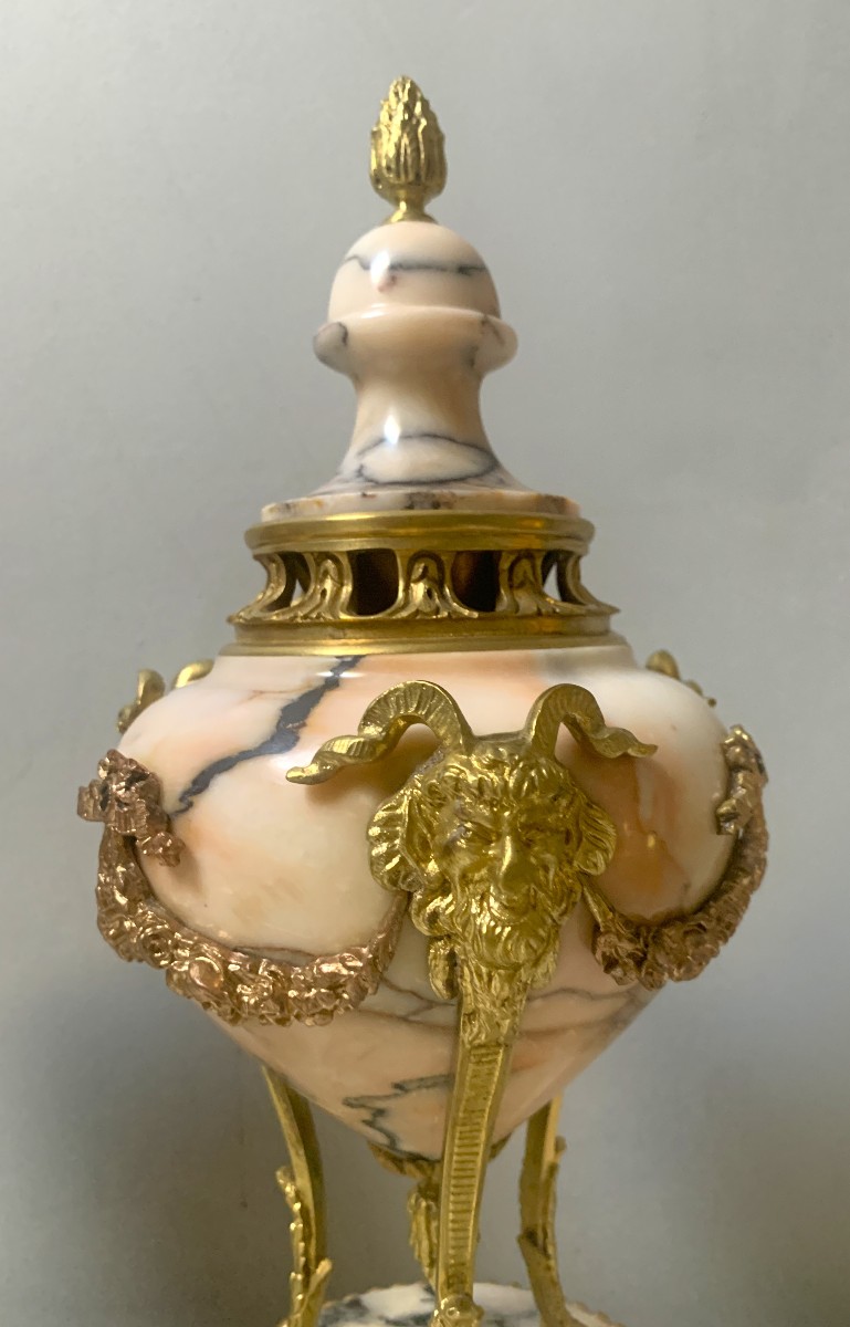 Pair Of Bronze And Marble Covered Casseroles Or Pots-photo-4