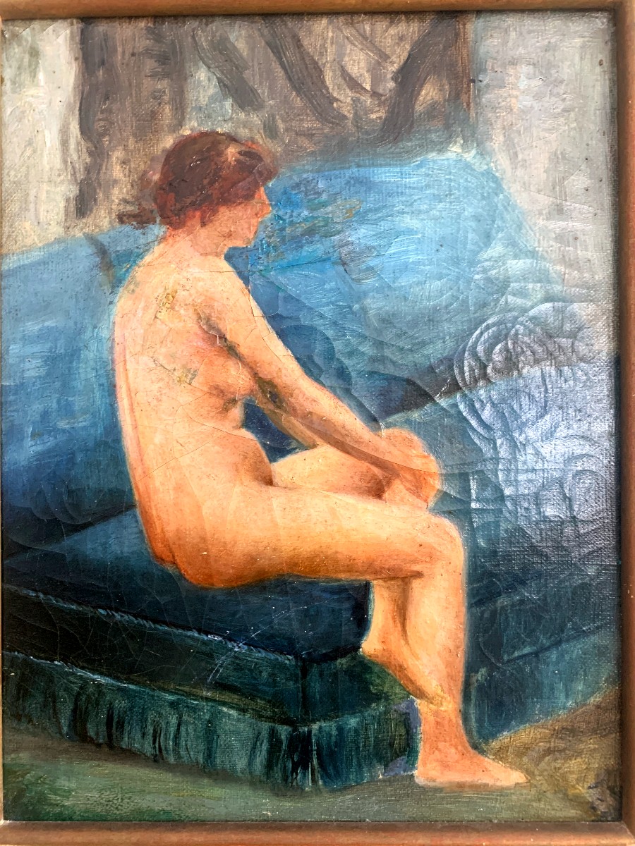Huile sur toile  esquisse " nue féminin "-photo-2