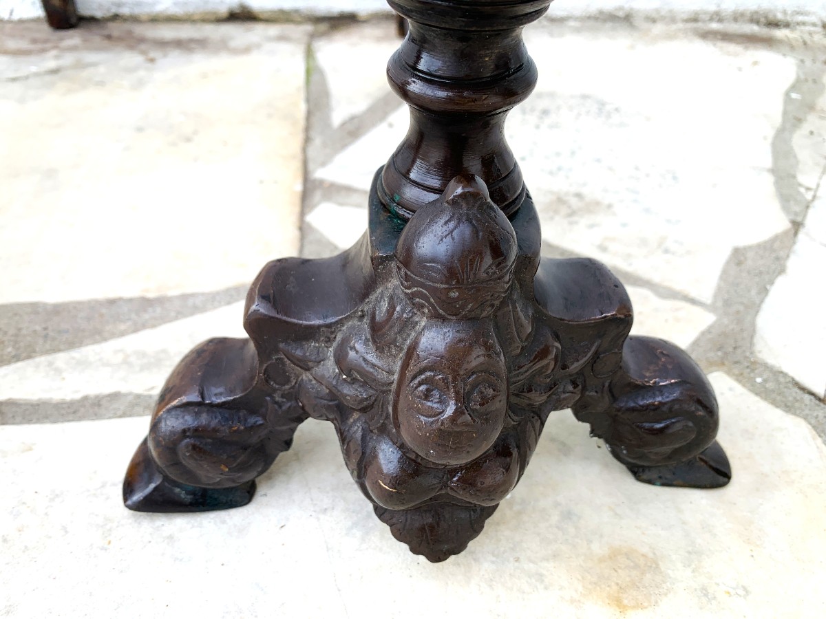 Paire de chenets en bronze aux Marmousets XVIIIème-photo-2