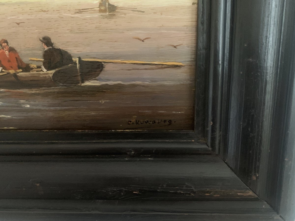 Charles Kuwasseg Oil On Panel Marine-photo-2