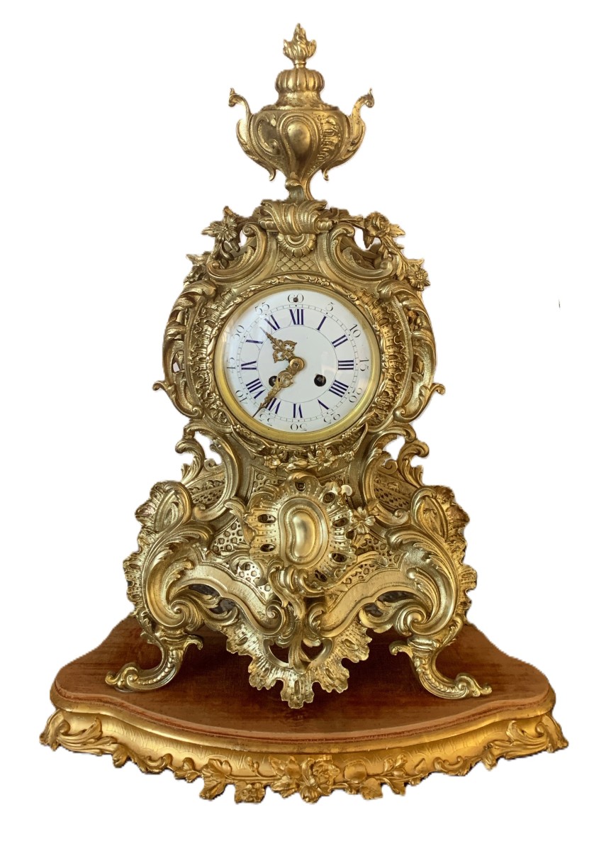 Pendule cartel en bronze style Louis XV rocaille-photo-4