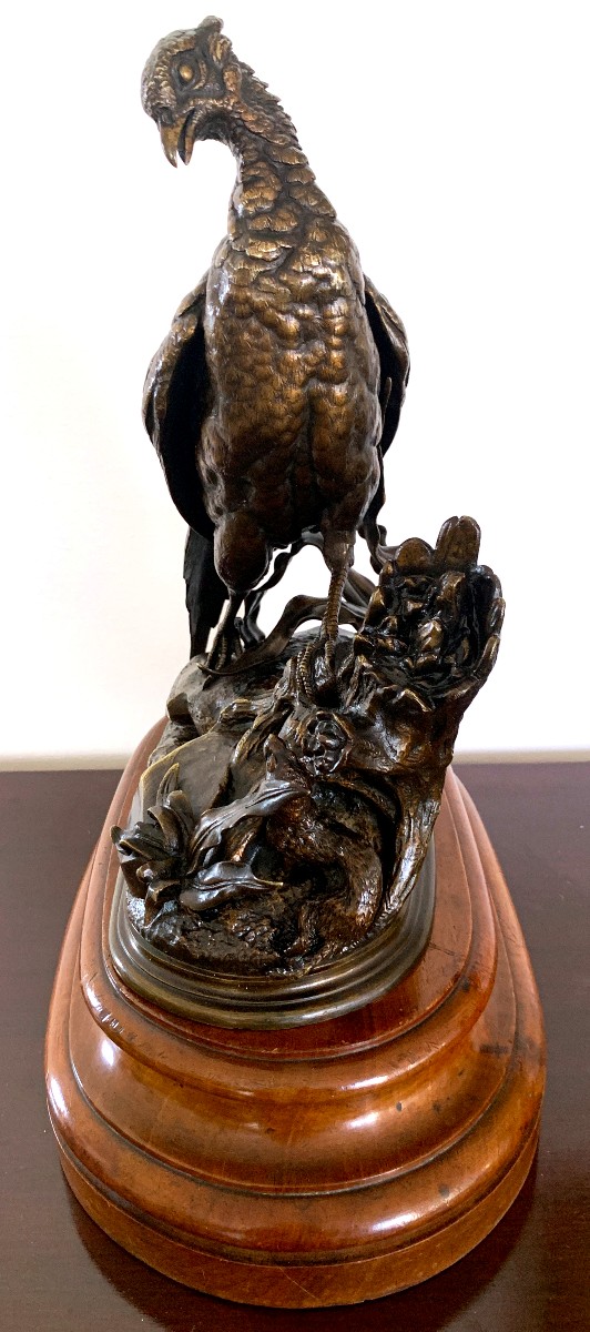 Bronze Sculpture "the Pheasant And The Weasel" By Jules Moigniez (1835-1894) -photo-2
