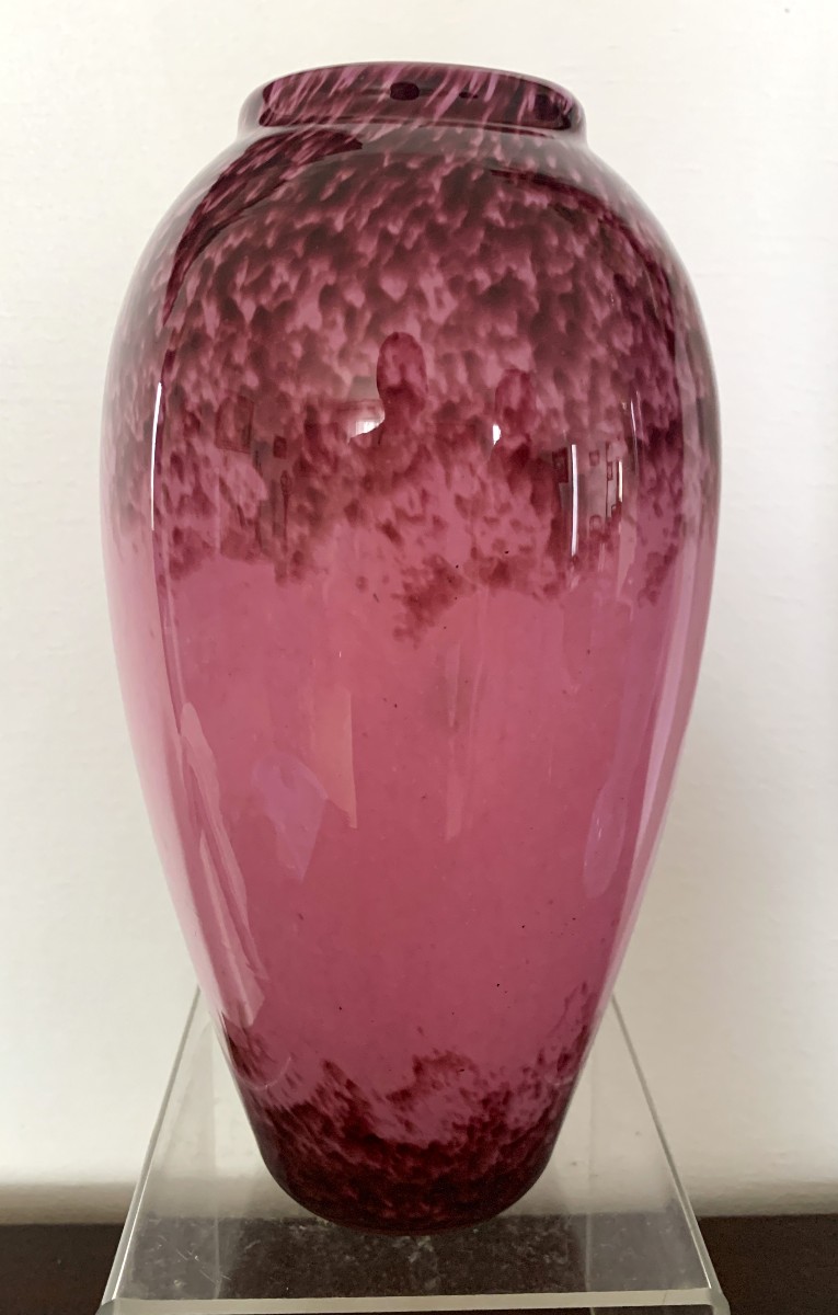 Vase en verre marmoréen à décor violine.-photo-2