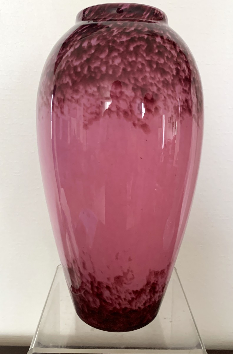 Vase en verre marmoréen à décor violine.-photo-4