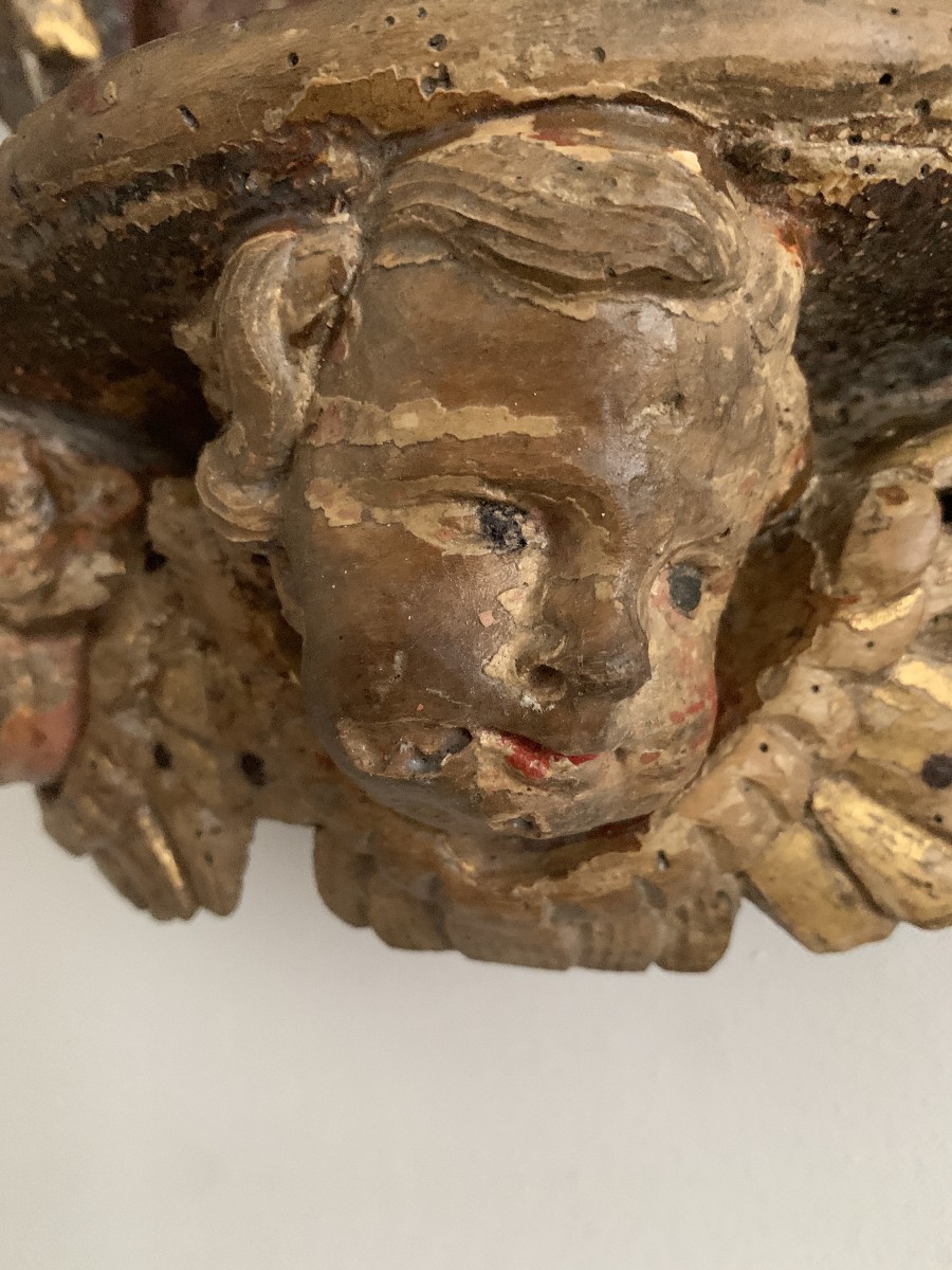 Console en bois sculpté d'anges XIIIème époque Régence-photo-1