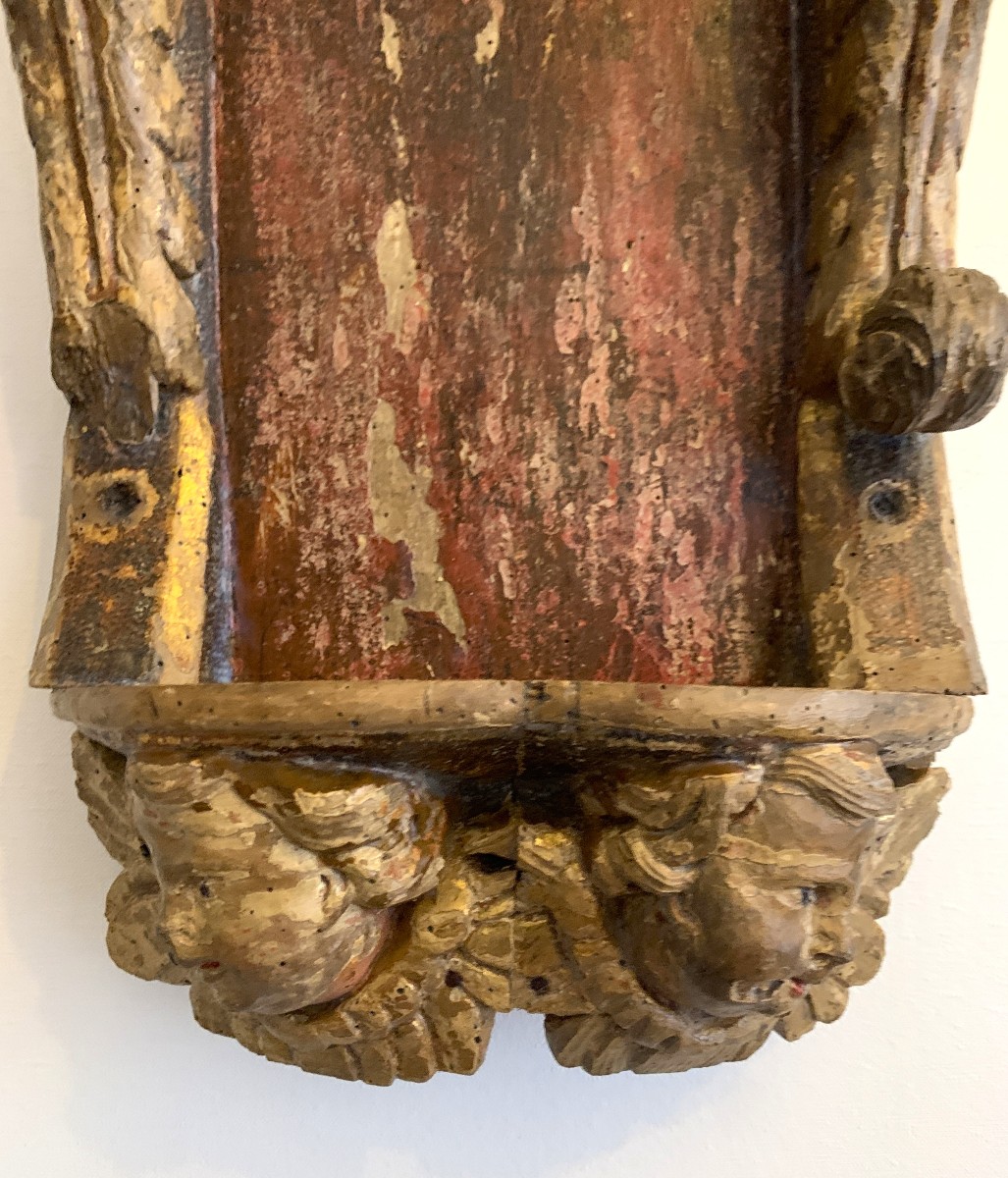 Console en bois sculpté d'anges XIIIème époque Régence-photo-2