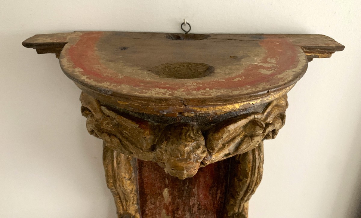 Console en bois sculpté d'anges XIIIème époque Régence-photo-5