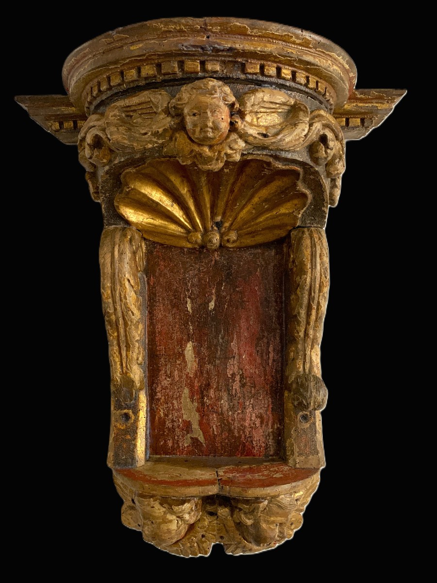 Console en bois sculpté d'anges XIIIème époque Régence