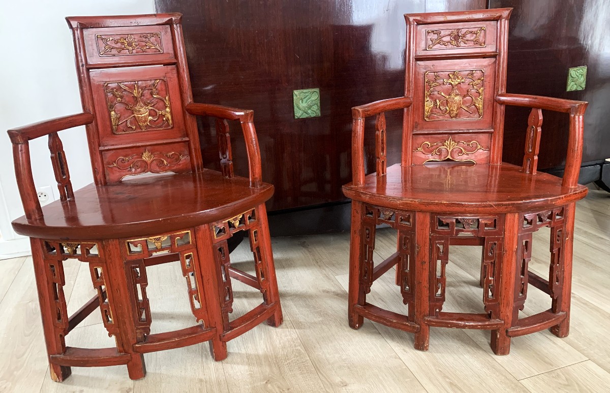 Pair Of Qing Dynasty Corner Armchairs -photo-2