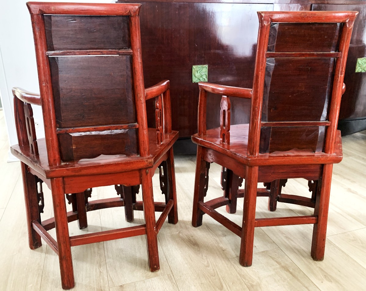 Pair Of Qing Dynasty Corner Armchairs -photo-1