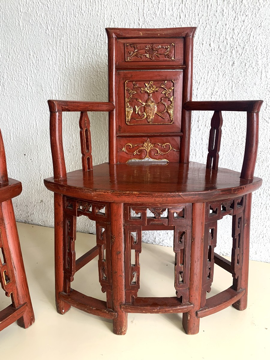 Pair Of Qing Dynasty Corner Armchairs -photo-2