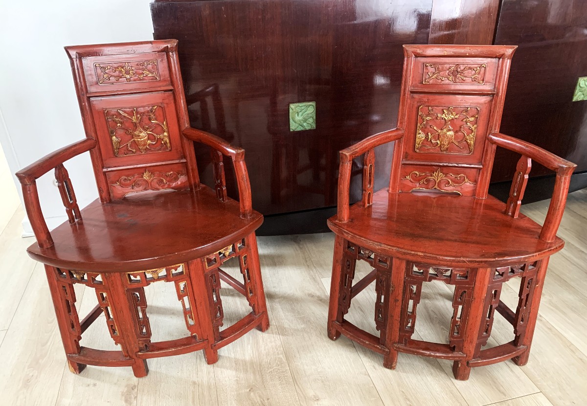 Pair Of Qing Dynasty Corner Armchairs 