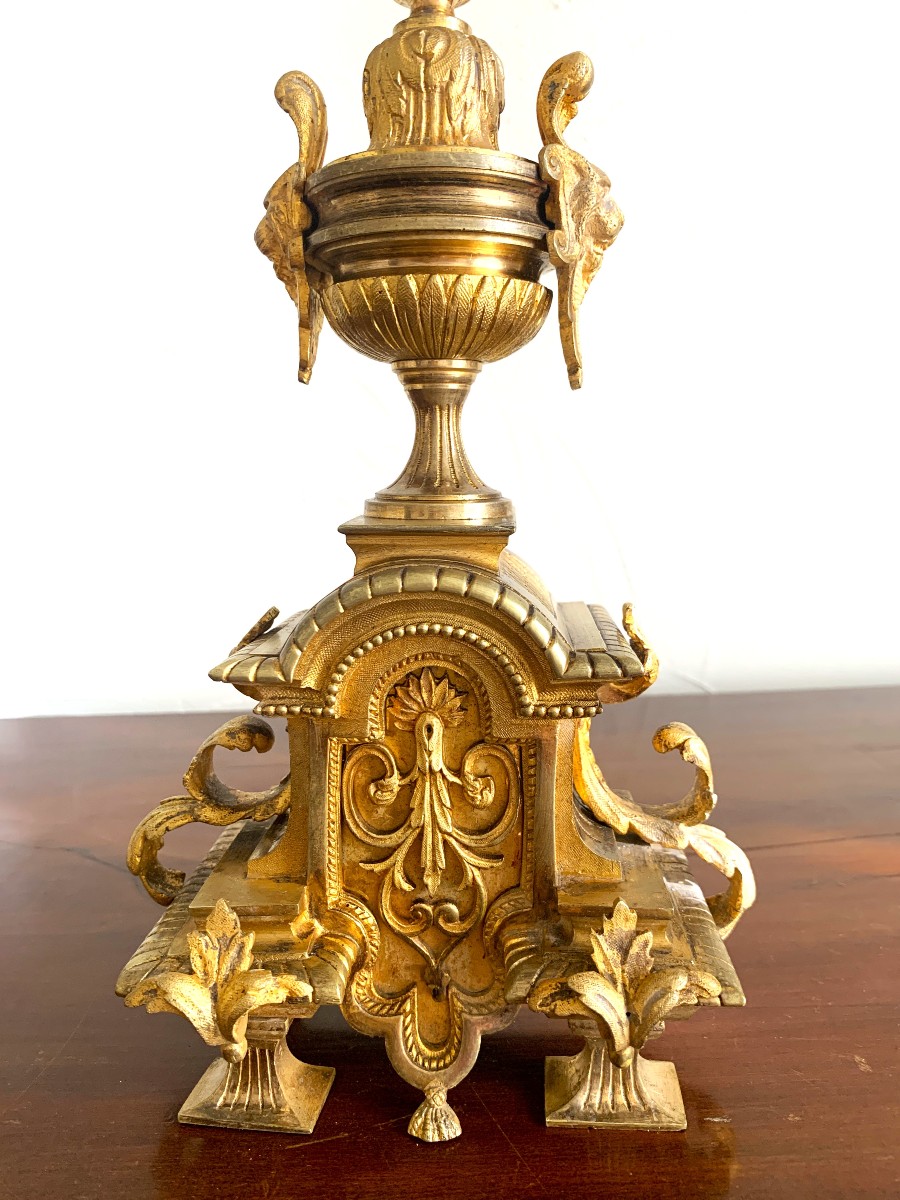 Paire de candélabres en bronze doré Louis XVI-photo-3