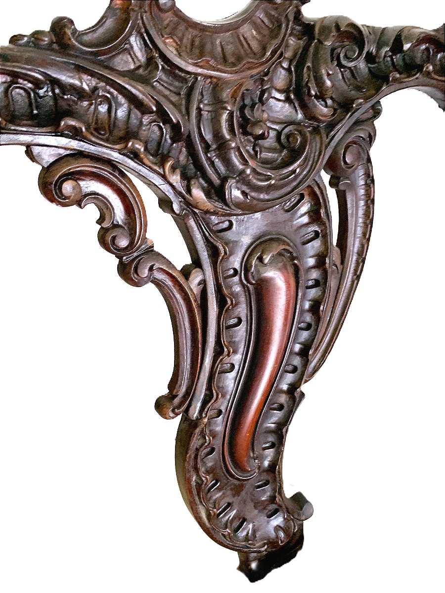 Fauteuil d'apparat victorien en acajou sculpté-photo-4