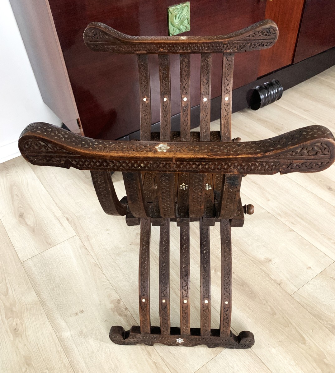 Fauteuil syrien " curule " à incrustations de nacre-photo-4