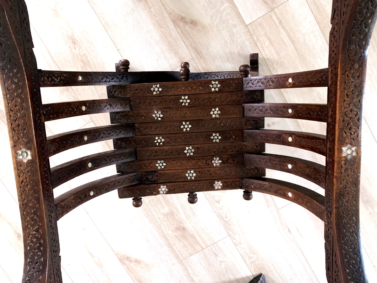 Fauteuil syrien " curule " à incrustations de nacre-photo-2