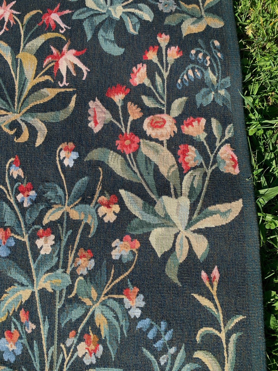 Tapisserie d'Aubusson "mille fleurs " de Georges Delbast-photo-3