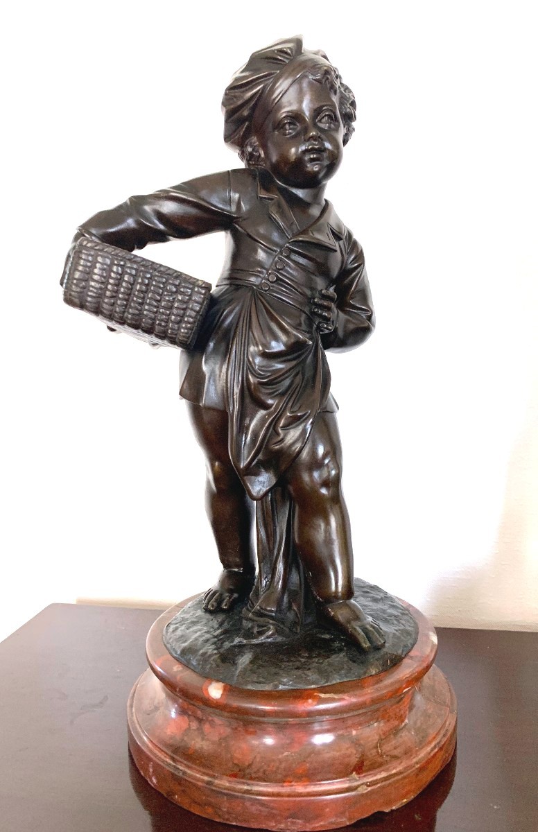 Paire de statues en bronze " Mitron et jeune fille " début XIXème-photo-3