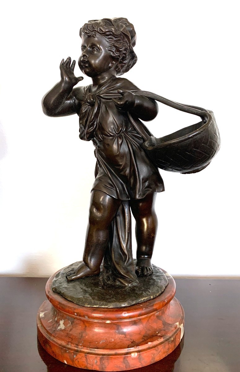 Paire de statues en bronze " Mitron et jeune fille " début XIXème-photo-4