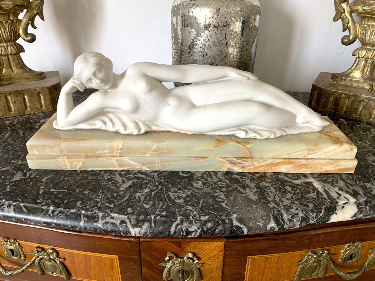 H. Baron sculpture en marbre et onyx d'Algérie époque Art Déco-photo-1