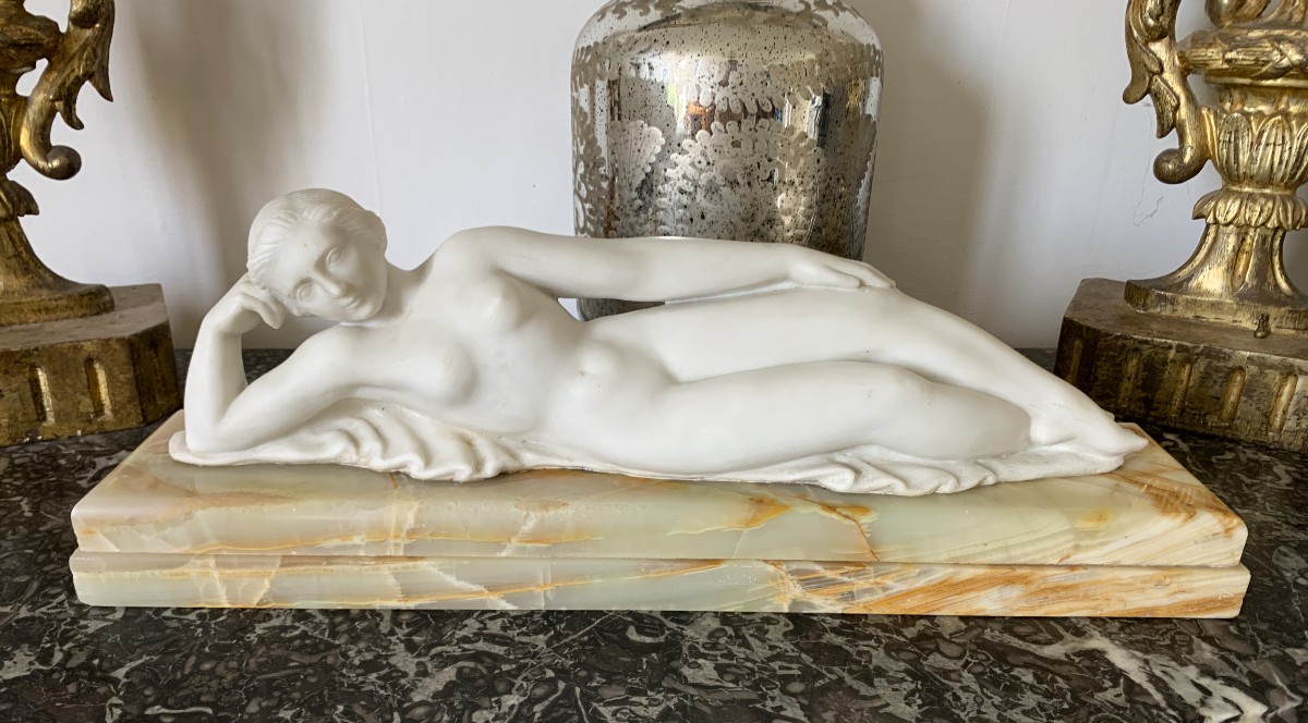 H. Baron sculpture en marbre et onyx d'Algérie époque Art Déco