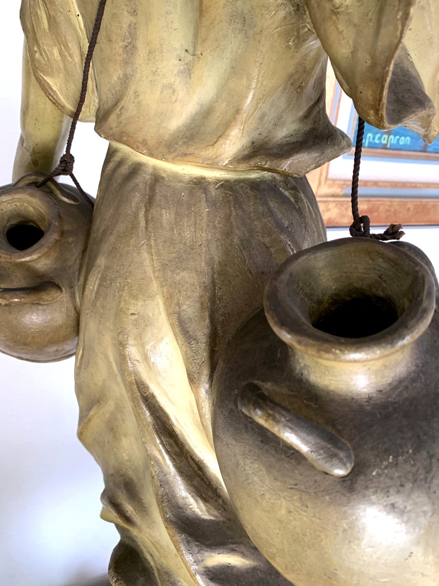 Terre cuite Haniroff et Friedrich Goldscheider " la porteuse d'eau "-photo-1