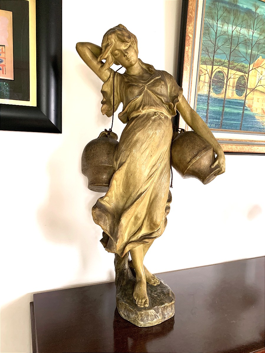 Terre cuite Haniroff et Friedrich Goldscheider " la porteuse d'eau "