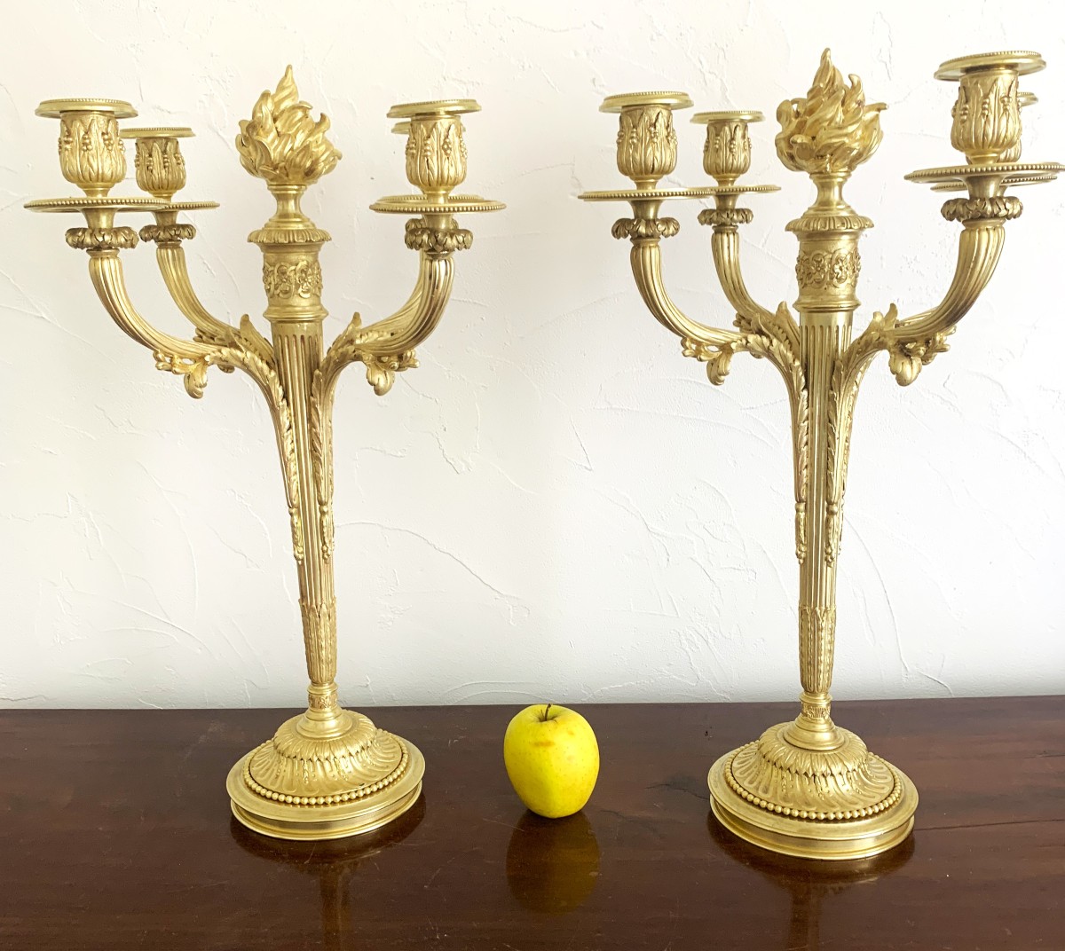 Paire d'Importants Candélabres En Bronze Doré  Louis XVI -photo-3