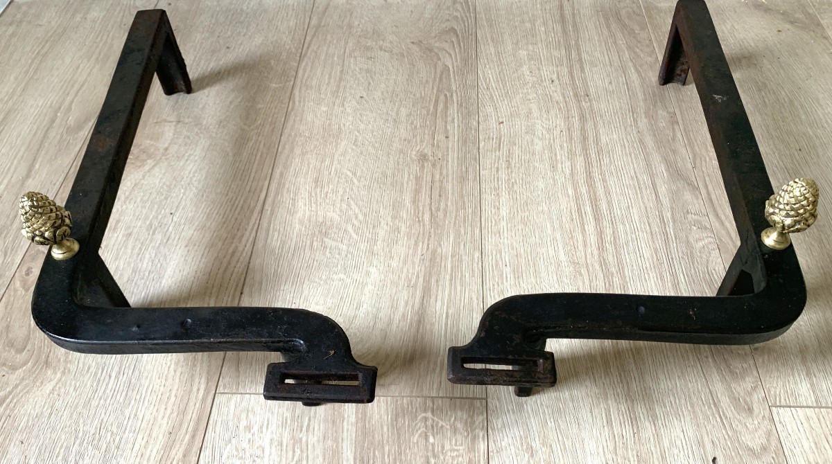 Pair Of Bronze Andirons With Sphinxes-photo-4