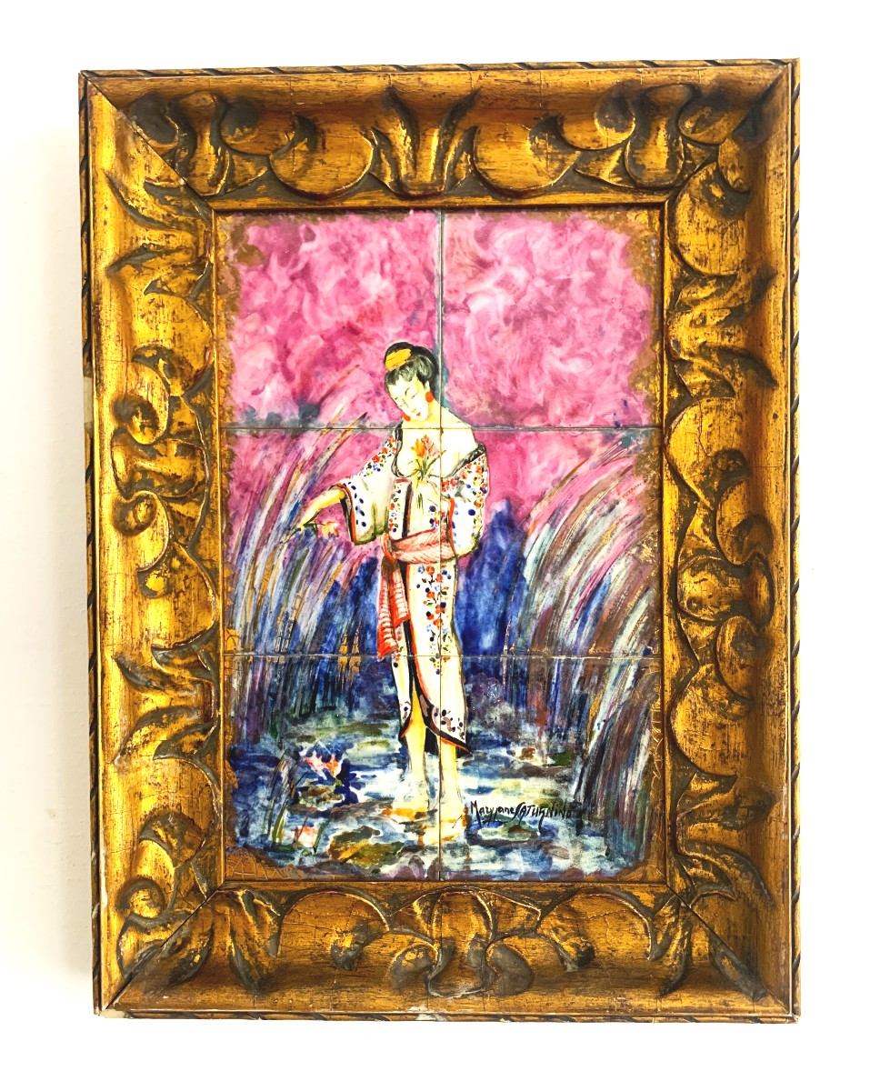 Tableau  " jeune femme au kimono " J.M. Saturnino -photo-3