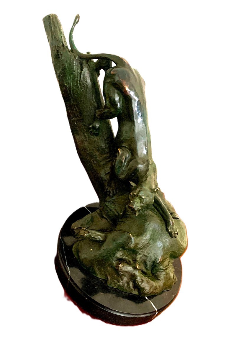 Sculpture en bronze de BC Zheng panthère-photo-2